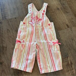 Striped Pink and White Kids Overalls